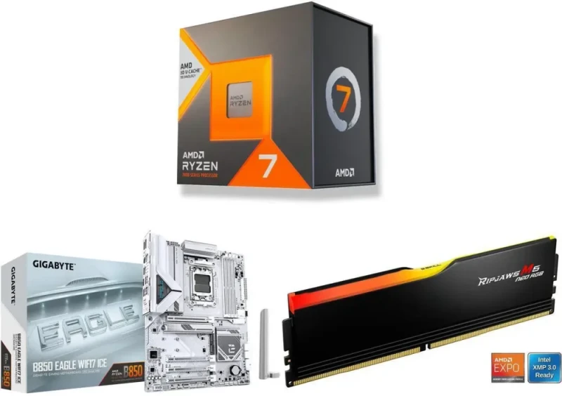 AMD Ryzen 7 7700X3D + GIGABYTE B850 EAGLE WIFI7 ICE + G.SKILL Ripjaws M5 Neo RGB Series 16GB - Featured Image