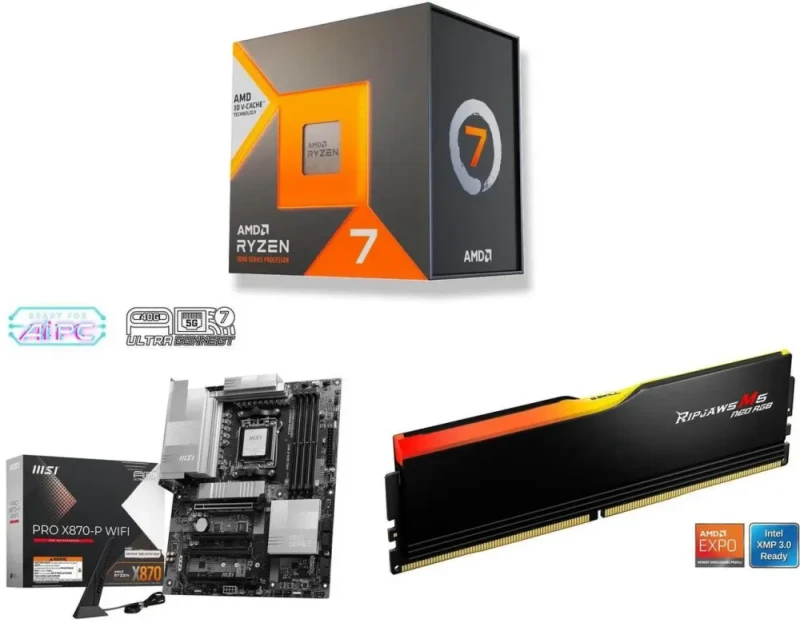AMD Ryzen 7 7700X3D + MSI PRO X870-P WIFI + G.SKILL Ripjaws M5 Neo RGB Series 16GB - Featured Image
