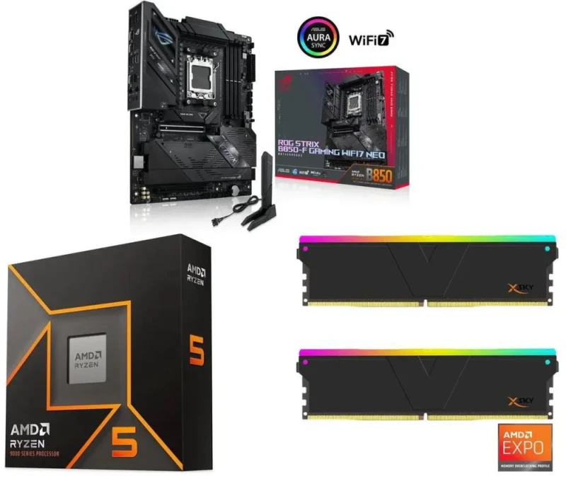 ASUS ROG Strix B850-F GAMING WIFI7 NEO + AMD Ryzen 5 9600X + V-COLOR Manta XSky DDR5 32GB (2x16GB) 6000MHz - Featured Image