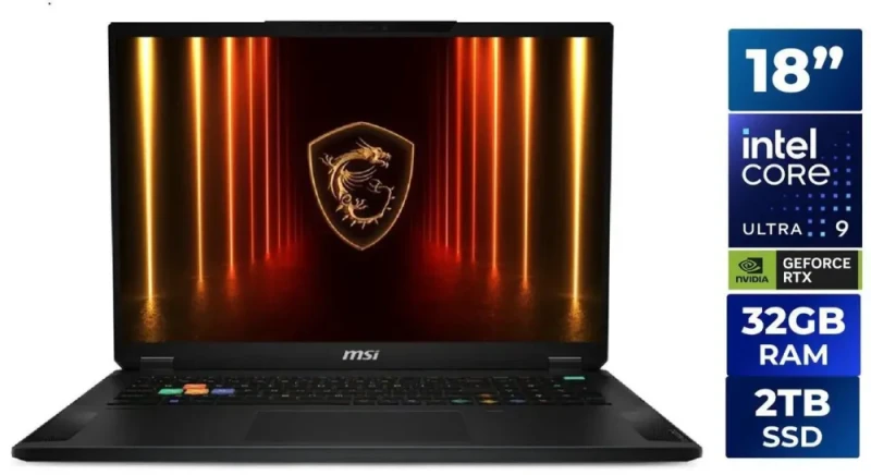 MSI Stealth 18 HX AI A2XWIG-028US Gaming Laptop - Intel Core Ultra 9 275HX, GeForce RTX 5080 Laptop GPU 16GB, 32GB DDR5-5600 RAM, 2TB NVMe SSD, 18" QHD+ 240Hz Display, Windows 11 Pro - Featured Image