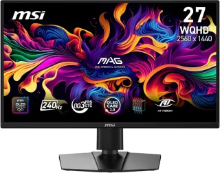 MSI MAG 272QP QD-OLED X24 Gaming Monitor - 26.5" QD-OLED, 2560x1440 WQHD, 240Hz, 0.03ms, Adaptive-Sync, HDMI, DisplayPort, USB-C, VESA Compatible