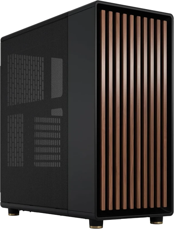 Fractal Design North Charcoal Black ATX Mid-Tower Case - Walnut Wood Front, Mesh Side Panel, 2x140mm Aspect PWM Fans, ATX Support, USB-C, Black - Featured Image
