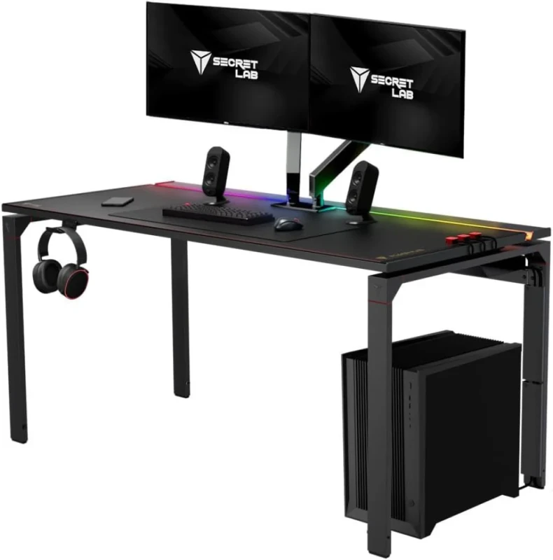 Secretlab MAGNUS Metal Desk MAGBDL15S-BLACK - Black Metal Gaming Desk, Magnetic Cable Management, Black MAGPAD Faux Leather Desk Mat, 150cm x 70cm - Featured Image