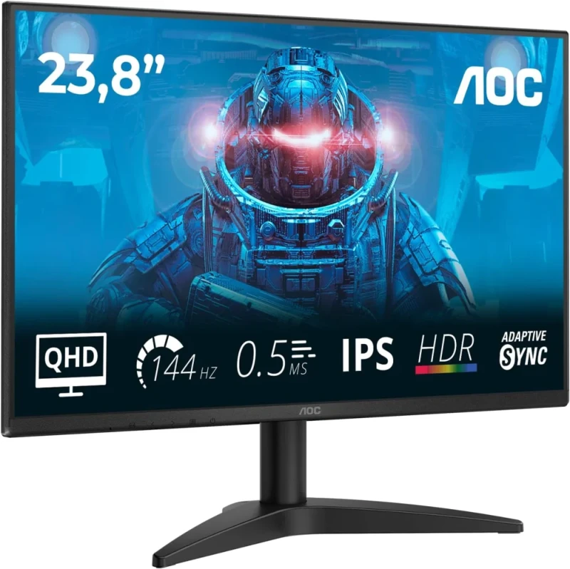 AOC Q24B36X 23.8" Gaming Monitor - 2560x1440 WQHD, 144Hz, IPS, 0.5ms MPRT, Adaptive-Sync, HDR10, HDMI 2.0, DisplayPort 1.4, Black - Featured Image