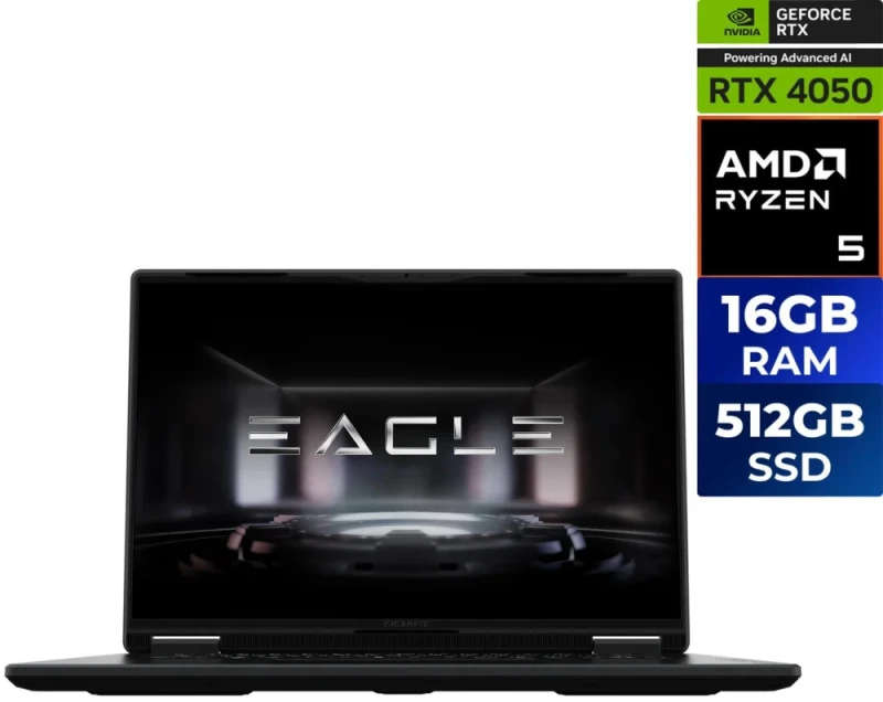 GIGABYTE EAGLE 9MJR2USF93SH Gaming Laptop - AMD Ryzen 5 7533HS, NVIDIA GeForce RTX 4050 6GB, 16GB DDR5-4800 RAM, 512GB NVMe SSD, 16" 165Hz Display, Windows 11 Home - Featured Image