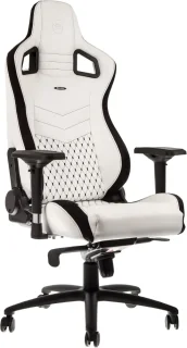 noblechairs EPIC Gaming Chair - White/Black PU Synthetic Leather, Ergonomic Design, Adjustable 4D Armrests, Reclining Backrest, Lumbar & Neck Cushions, Steel Frame