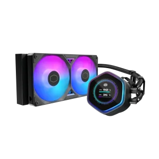 Cooler Master MasterLiquid Atmos II 240 LCD Black MLX-D24M-A25SZ-L1 - 240mm AIO Liquid CPU Cooler, LCD Display, Dual 120mm Fans, ARGB Lighting, Intel & AMD Compatible