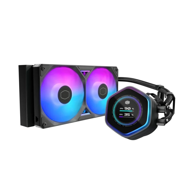 Cooler Master MasterLiquid Atmos II 240 LCD Black MLX-D24M-A25SZ-L1 - 240mm AIO Liquid CPU Cooler, LCD Display, Dual 120mm Fans, ARGB Lighting, Intel & AMD Compatible - Featured Image