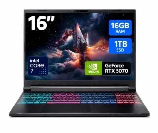 Acer Nitro V 16S ANV16S-71-72KE Gaming Laptop - Intel Core 7 240H, GeForce RTX 5070, 16GB DDR5, 1TB PCIe Gen 4 SSD, 16" WQXGA 180Hz IPS Display, Windows 11 Home