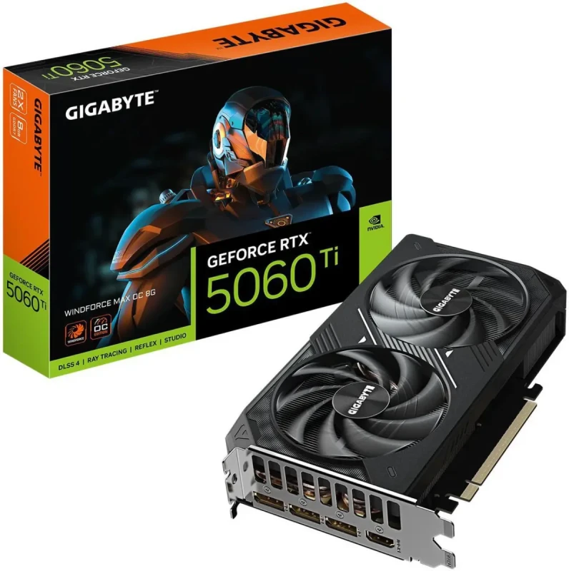 GIGABYTE WindForce GeForce RTX 5060 Ti 8GB GDDR7 PCI Express 5.0 x8 ATX Graphics Card GV-N506TWF2MAX OC-8GD - Image 3