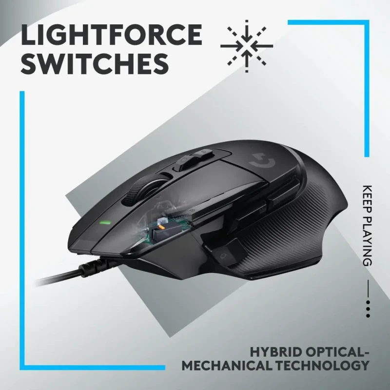 Logitech G502 X Wired Gaming Mouse - LIGHTFORCE hybrid optical-mechanical primary switches, HERO 25K gaming sensor, compatible with PC - macOS/Windows - Black - Image 2