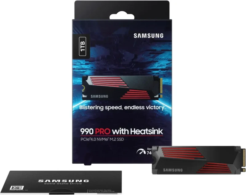 SAMSUNG SSD 990 PRO with Heatsink 1TB, PCIe 4.0, Sew. Read Speeds Up-to 7,450MB/s, Compatible with PlayStation®5 (MZ-V9P1T0CW) - Image 3