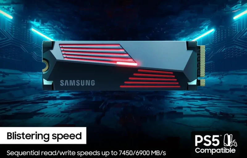 SAMSUNG SSD 990 PRO with Heatsink 1TB, PCIe 4.0, Sew. Read Speeds Up-to 7,450MB/s, Compatible with PlayStation®5 (MZ-V9P1T0CW) - Image 4