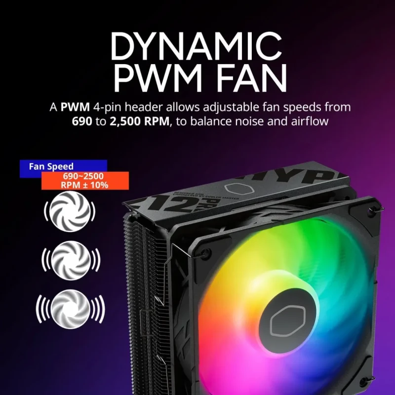 Cooler Master Hyper 212 Pro CPU Air Cooler, SickleFlow Edge 120 PWM Fan, Superconductive Composite 4 Copper Heat Pipes, 152mm Tall, Sleek Top Cover, AMD Ryzen AM5|AM4, Intel LGA 1851|1700 Brackets - Image 8
