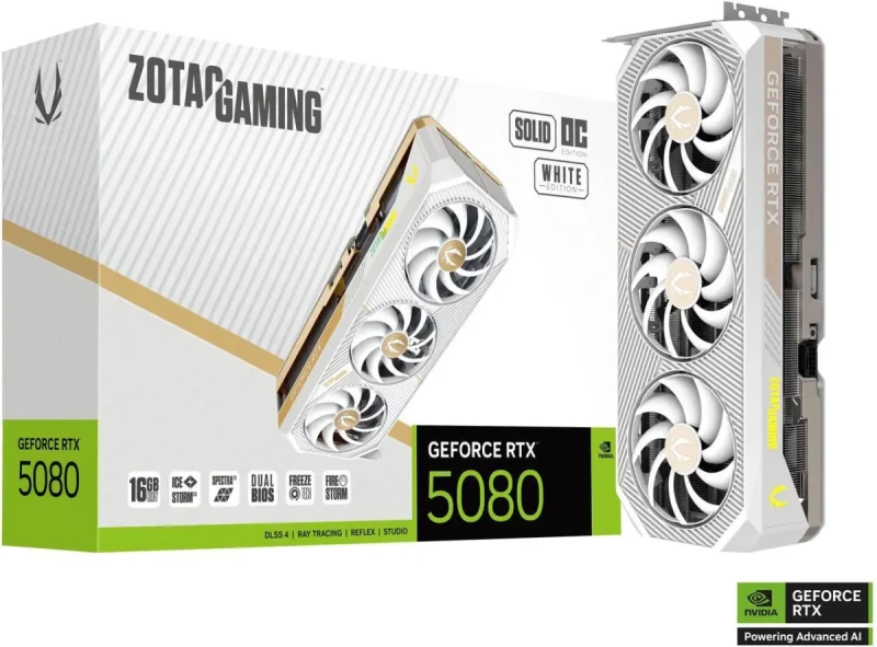 ZOTAC SOLID OC White Edition GeForce RTX 5080 16GB 256-Bit GDDR7 PCI-Express 5.0 DLSS 4.0 Graphics Card ZOTAC GAMING GeForce SOLID OC White Edition ZT-B50800Q-10P - Image 6