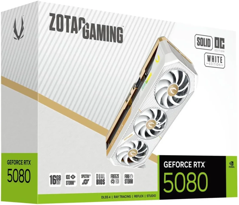 ZOTAC SOLID OC White Edition GeForce RTX 5080 16GB 256-Bit GDDR7 PCI-Express 5.0 DLSS 4.0 Graphics Card ZOTAC GAMING GeForce SOLID OC White Edition ZT-B50800Q-10P - Image 8