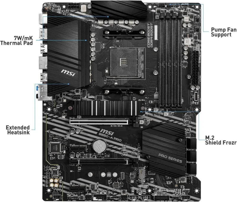 MSI PRO B550-A PRO AM4 AMD B550 USB 3.0 ATX AMD Motherboard - Image 2