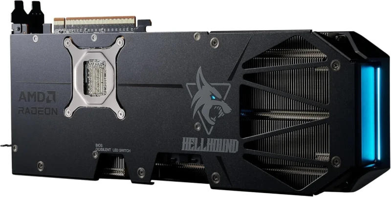 PowerColor Hellhound AMD Radeon RX 9070 XT 16GB GDDR6 - Triple-Fan RDNA 4 GPU, Dual BIOS, 3010 MHz Boost - High-Performance 1440p/4K Gaming & Ray Tracing - Gallery Image