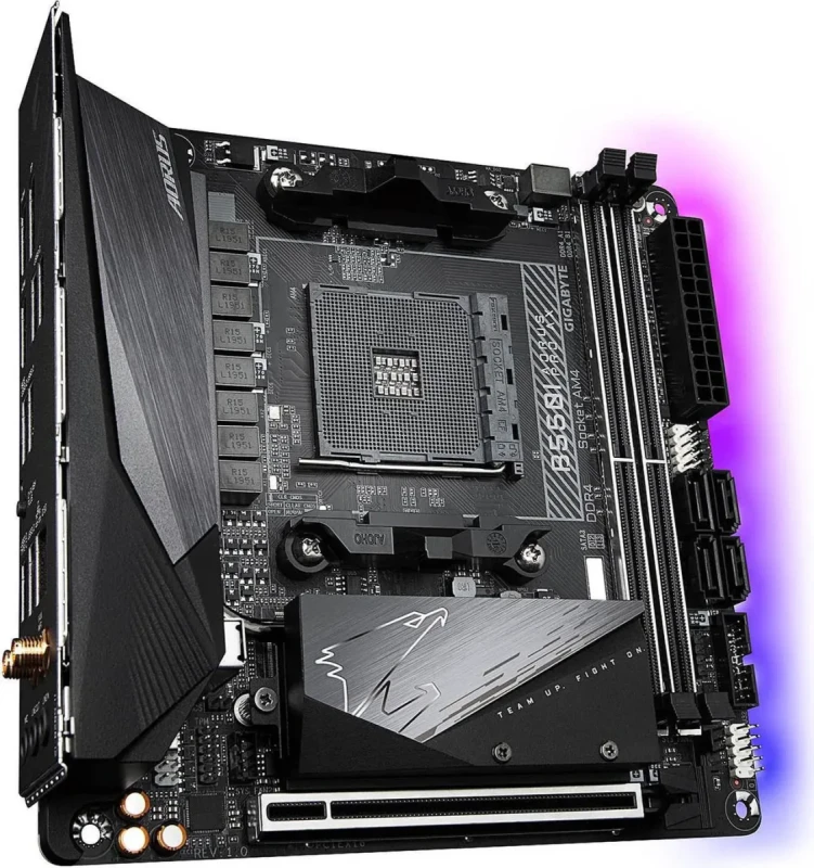 GIGABYTE B550I AORUS PRO AX AM4 AMD B550 Mini-ITX Motherboard with Dual M.2, SATA 6Gb/s, USB 3.2 Gen 1, WIFI 6, 2.5 GbE LAN, PCIe 4.0 - Image 4