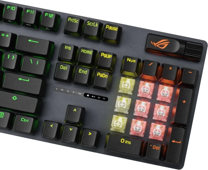 ASUS ROG Strix Scope II X 100% Gaming Keyboard, hot-swappable pre-lubed NX Snow V2 Mechanical switches, Multifunction Controls, PBT doubleshot keycaps, Silicone dampening Foam, and a Wrist Rest - Image 5