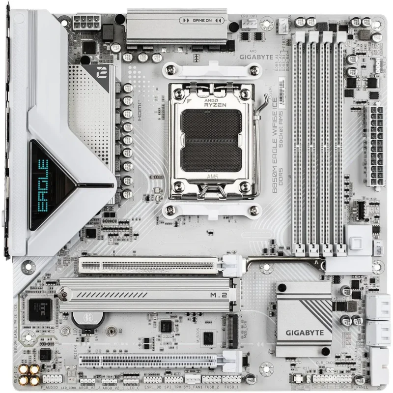 GIGABYTE B850M EAGLE WIFI6E ICE AMD AM5 Motherboard, M-ATX, DDR5, 2x M.2, PCIe 5.0, USB-C, USB 3.2 Gen 2, WIFI6E, 2.5GbE LAN, EZ-Latch, Wi-Fi EZ-Plug - Image 2