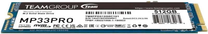 Team Group MP33 PRO M.2 2280 512GB PCIe 3.0 x4 with NVMe 1.3 3D NAND Internal Solid State Drive (SSD) TM8FPD512G0C101 - Image 2