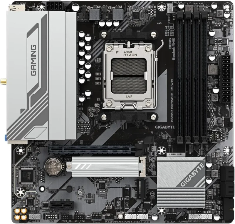 GIGABYTE B650M GAMING PLUS WIFI AM5 LGA 1718 AMD B650 M-ATX, DDR5, PCIe 4.0 M.2, PCIe 4.0, USB 3.2 Gen 1 Type-C, Wi-Fi 6E, 2.5GbE LAN - Image 2