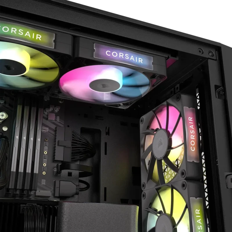 CORSAIR iCUE Link RX120 RGB 120mm PWM Fans with iCUE Link System Hub - Magnetic Dome Bearing - Triple Pack - Black - Image 8