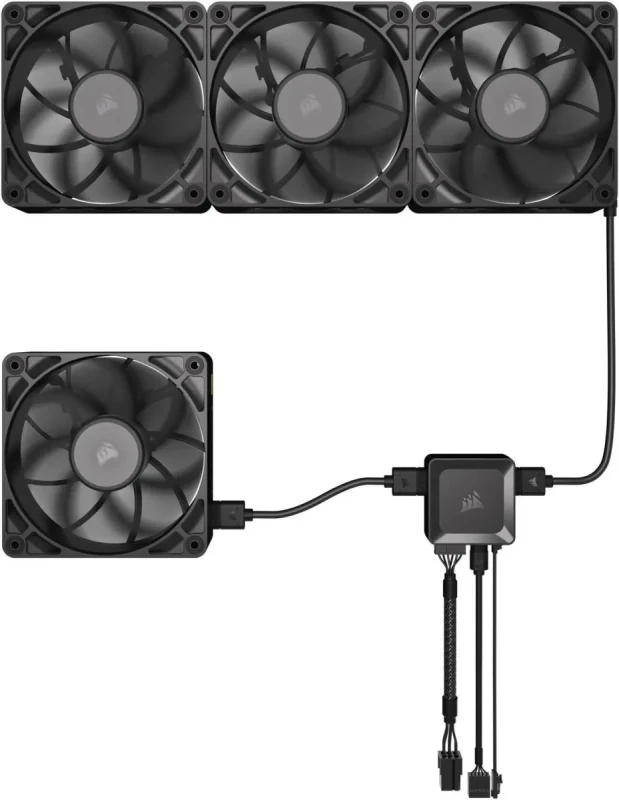 CORSAIR iCUE LINK RX120 MAX 120mm PWM Thick Fans - Starter Kit – High Static Pressure Fan  – Up to 2,000 RPM – 30mm Thickness – iCUE LINK System Hub Included - Image 3