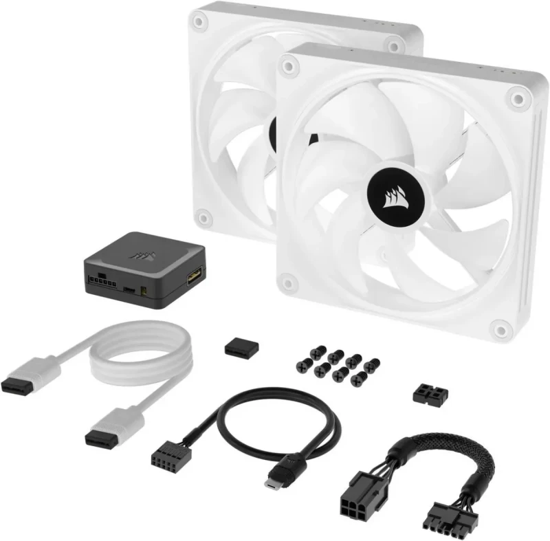 Corsair iCUE LINK QX140 RGB 140mm Magnetic Dome RGB Fans - Double Fan Starter Kit with iCUE LINK System Hub - White - Image 16