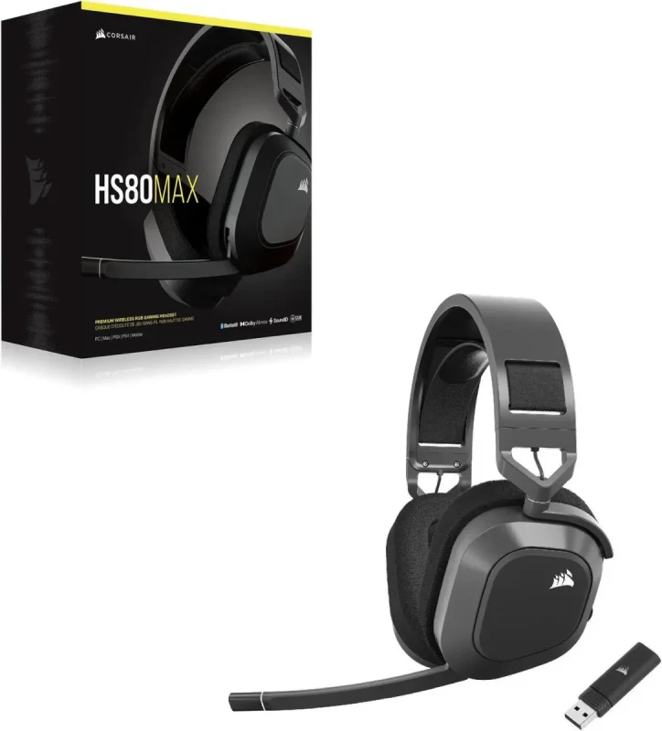 Corsair HS80 MAX Wireless Multiplatform Gaming Headset with Bluetooth - Dolby Atmos - Broadcast Quality Microphone - iCUE Compatible - PC, Mac, PS5, PS4, Mobile - Steel Gray - Image 14