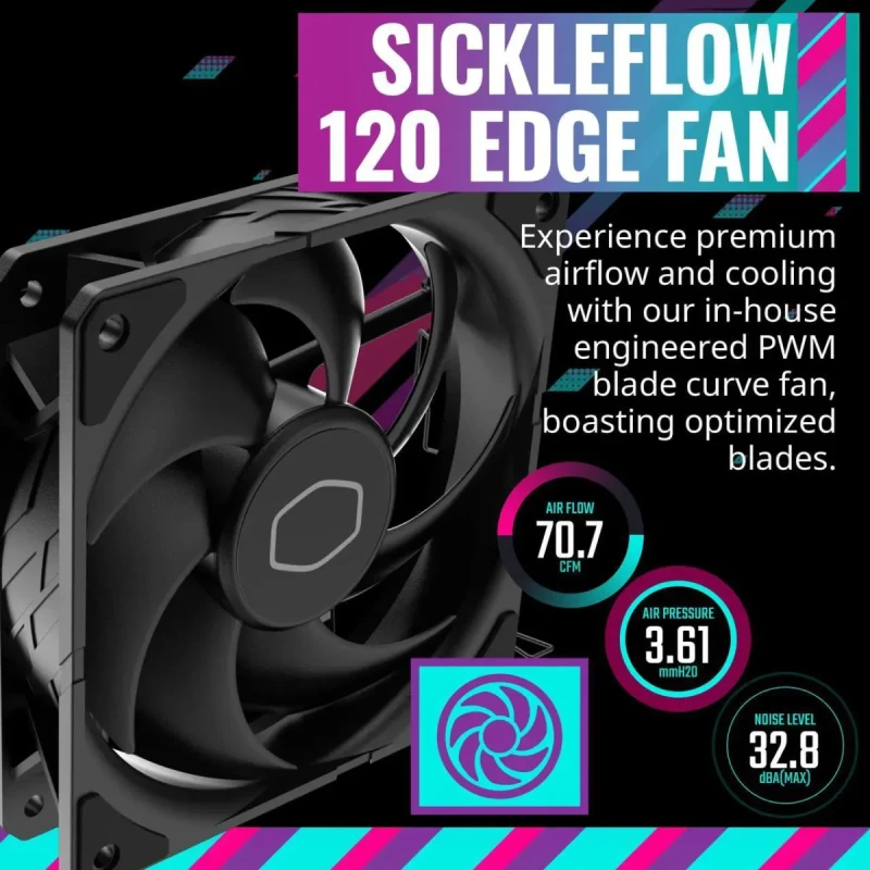 Cooler Master Hyper 212 Black CPU Air Cooler, SickleFlow 120mm Fan, Aluminum Top Cover, 4 Copper Heat Pipes, CryoFuze, 152mm(H), Brackets AMD Ryzen AM5|AM4, Intel LGA 1851|1700|1200 (RR-S4KK-25SN-R1) - Image 7