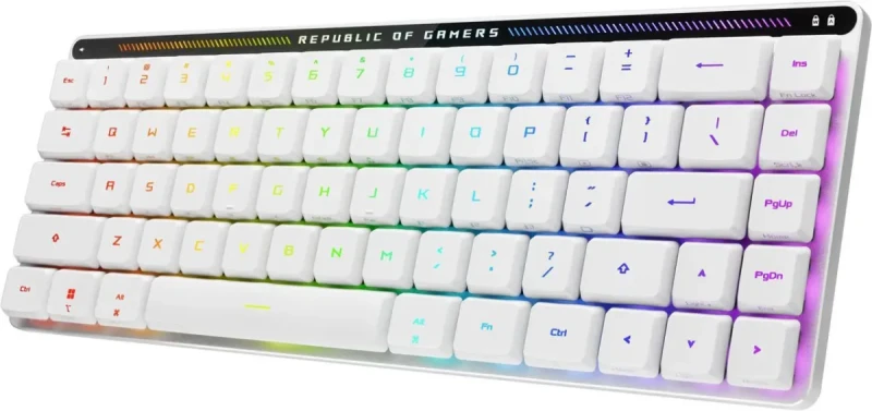 ASUS ROG Falchion RX Low Profile 65% Compact Wireless Gaming Keyboard, Pre-lubed ROG RX Blue Low-Profile Optical Switches, Tri-mode Connection, MacOS Support, ABS Keycaps, RGB-White - Image 3