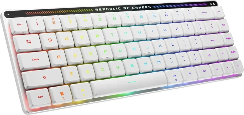 ASUS ROG Falchion RX Low Profile 65% Compact Wireless Gaming Keyboard, Pre-lubed ROG RX Blue Low-Profile Optical Switches, Tri-mode Connection, MacOS Support, ABS Keycaps, RGB-White - Image 4