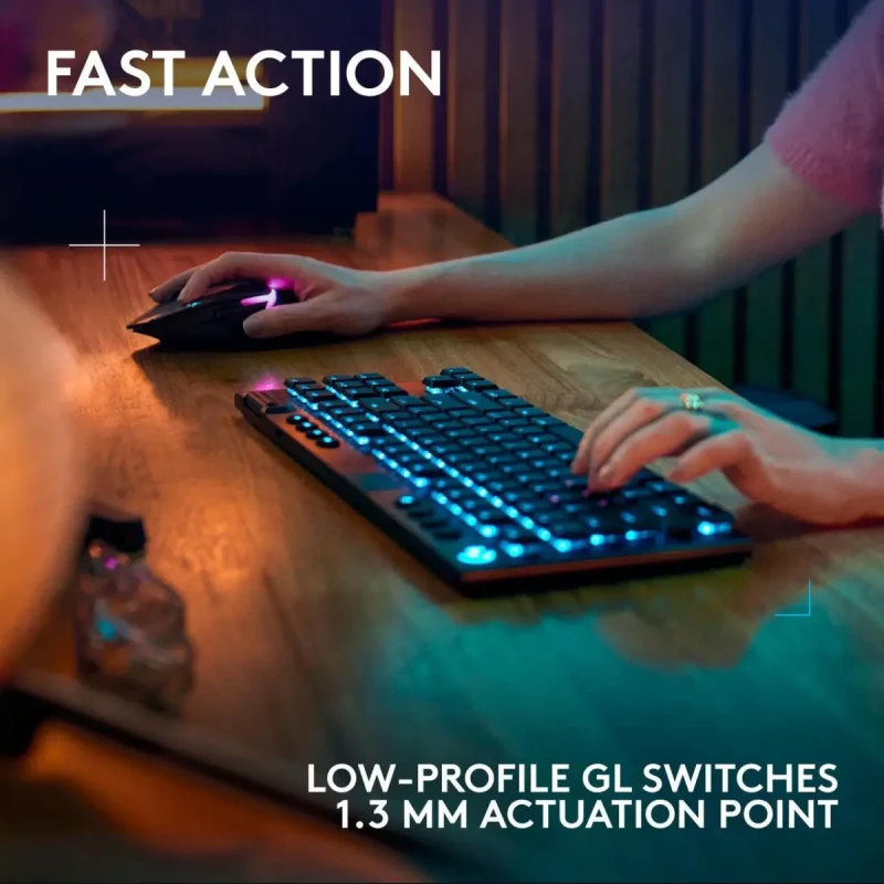Logitech G915 X LIGHTSPEED TKL Wireless Mechanical Gaming Keyboard - GL Red Linear Switches, RGB Backlighting - Black - Image 3