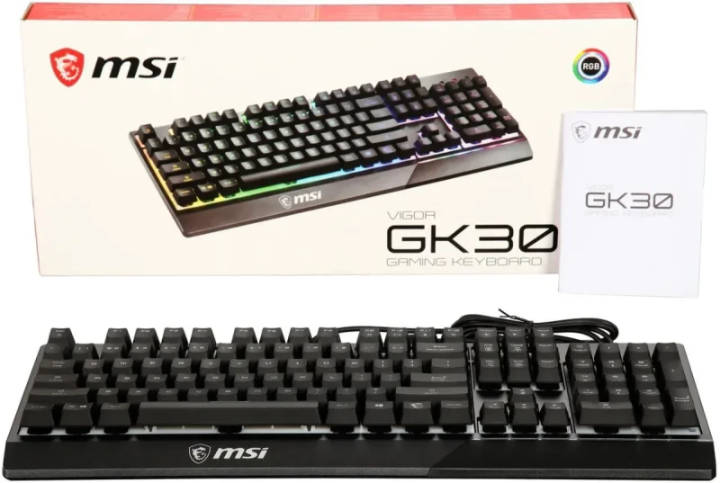 MSI Vigor GK30 Gaming Keyboard - Mechanical Membrane Switches, 6-Zone RGB, Water Repellent & Splash-Proof, 5000 DPI - Black - Image 6