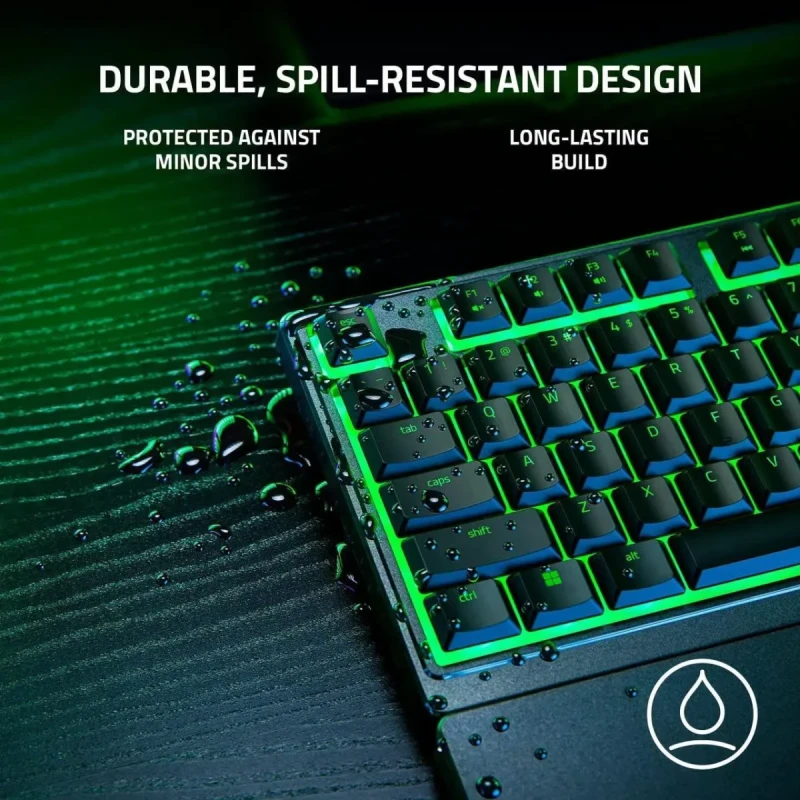 Razer Ornata V3 X Gaming Keyboard: Low-Profile Keys - Silent Membrane Switches - UV-Coated Keycaps - Spill Resistant - Chroma RGB Lighting - Ergonomic Wrist Rest - Classic Black - Image 5