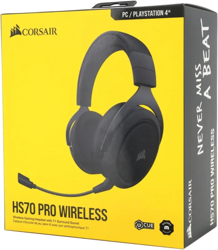 Corsair HS70 Pro Wireless Gaming Headset - 7.1 Surround Sound Headphones for PC, MacOS, PS5, PS4 - Discord Certified - 50mm Drivers – Carbon - Image 9