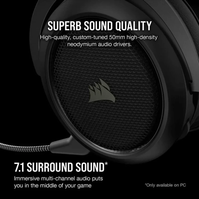 Corsair HS70 Pro Wireless Gaming Headset - 7.1 Surround Sound Headphones for PC, MacOS, PS5, PS4 - Discord Certified - 50mm Drivers – Carbon - Image 12