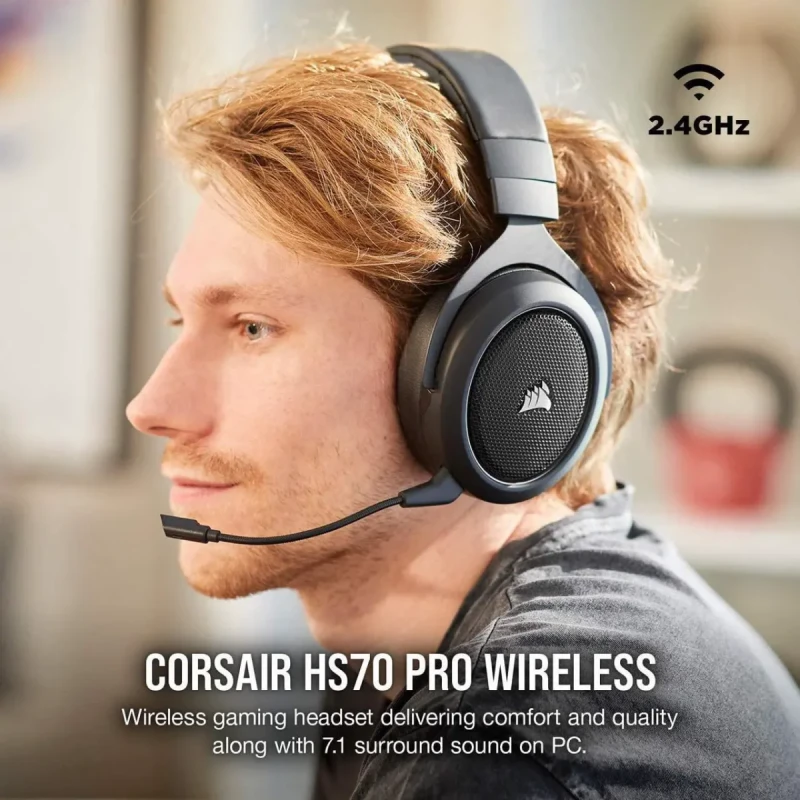 Corsair HS70 Pro Wireless Gaming Headset - 7.1 Surround Sound Headphones for PC, MacOS, PS5, PS4 - Discord Certified - 50mm Drivers – Carbon - Image 15