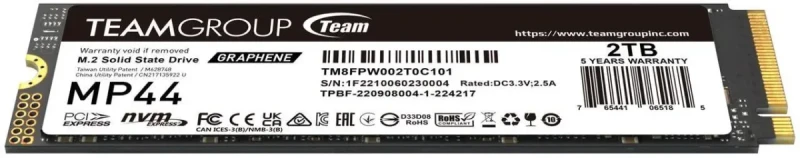 Team Group MP44 M.2 2280 2TB PCIe 4.0 x4 with NVMe Laptop & Desktop & NUC & NAS Internal Solid State Drive (SSD), (R/W Speed up to 7,400/7,000MB/s) TM8FPW002T0C101 - Image 2