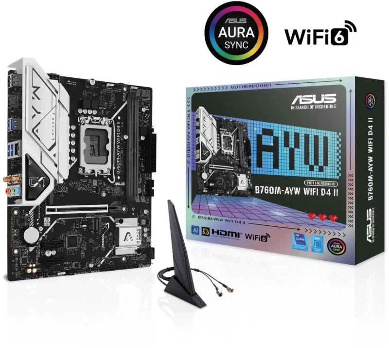 ASUS B760M-AYW WIFI D4 II LGA 1700 Intel B760 Micro ATX Motherboard - Image 3