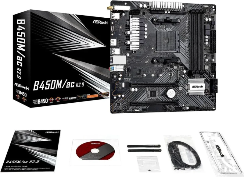 ASRock B450M/AC R2.0 AM4 AMD Promontory B450 Micro ATX AMD Motherboard - Image 6