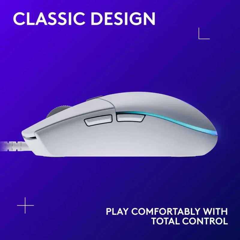 Logitech G203 Wired Gaming Mouse, 8,000 DPI, Rainbow Optical Effect LIGHTSYNC RGB, 6 Programmable Buttons, On-Board Memory, Screen Mapping, PC/Mac Computer and Laptop Compatible - White - Image 7