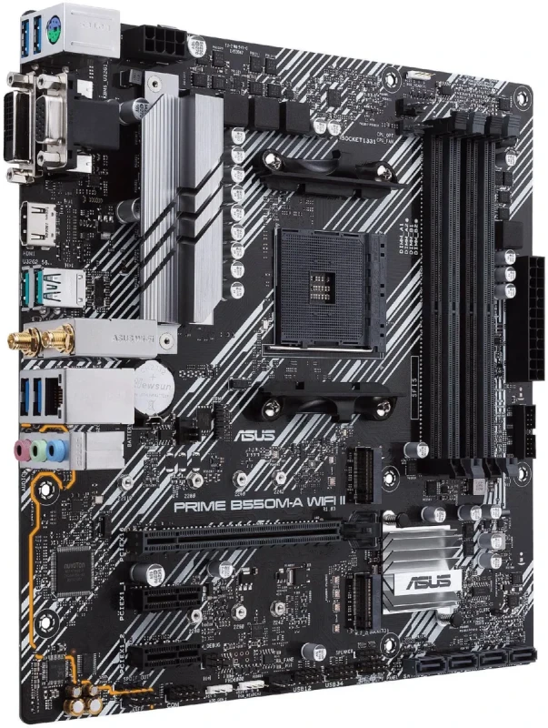 ASUS Prime B550M-A WiFi II AMD AM4 (3rd Gen Ryzen) Micro ATX Motherboard (PCIe 4.0, WiFi 6, ECC Memory, 1Gb LAN, HDMI 2.1/D-Sub, 4K@60HZ, Addressable Gen 2 RGB Header and Aura Sync) - Image 2