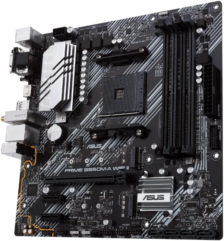 ASUS Prime B550M-A WiFi II AMD AM4 (3rd Gen Ryzen) Micro ATX Motherboard (PCIe 4.0, WiFi 6, ECC Memory, 1Gb LAN, HDMI 2.1/D-Sub, 4K@60HZ, Addressable Gen 2 RGB Header and Aura Sync) - Image 3