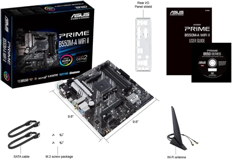 ASUS Prime B550M-A WiFi II AMD AM4 (3rd Gen Ryzen) Micro ATX Motherboard (PCIe 4.0, WiFi 6, ECC Memory, 1Gb LAN, HDMI 2.1/D-Sub, 4K@60HZ, Addressable Gen 2 RGB Header and Aura Sync) - Image 8