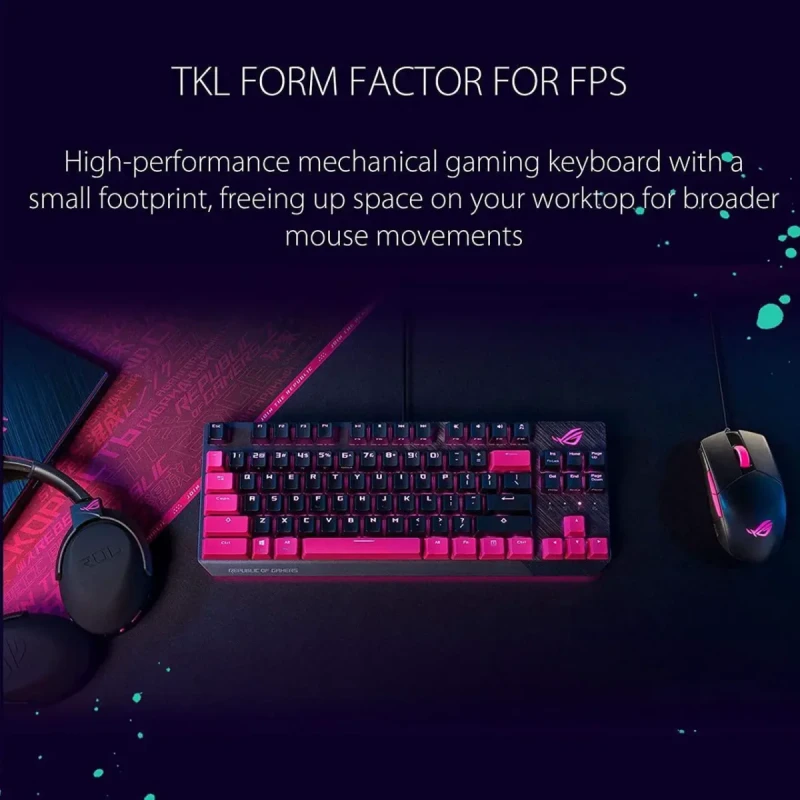 ASUS ROG Strix Scope TKL Electro Punk Mechanical Gaming Keyboard | Cherry MX Red Switches | 2X Wider Ctrl Key for Greater FPS Precision | Gaming Keyboard for PC | Aura Sync RGB Lighting, Quick-Toggle - Image 6