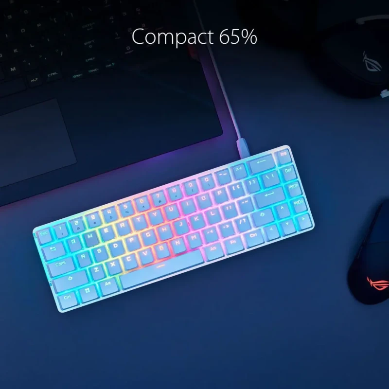 ASUS ROG Falchion Ace 65% RGB Compact Gaming Mechanical Keyboard, Lubed ROG NX Brown Switches & Switch Stabilizers, Sound-Dampening Foam, PBT Keycaps, Wired with KVM, Three Angles, Cover Case-Black - Image 2