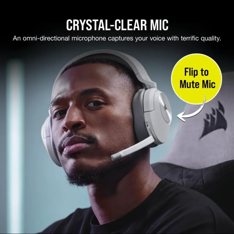 CORSAIR HS55 WIRELESS Gaming Headset, Lightweight, Bluetooth - Dolby 7.1 Surround Sound - iCUE Compatible - PC, MAC, PlayStation, Mobile - White - Image 6